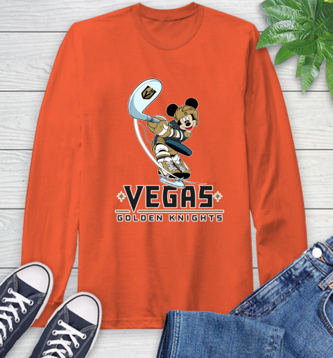 NHL Hockey Vegas Golden Knights Cheerful Mickey Mouse Shirt Long Sleeve T-Shirt 5