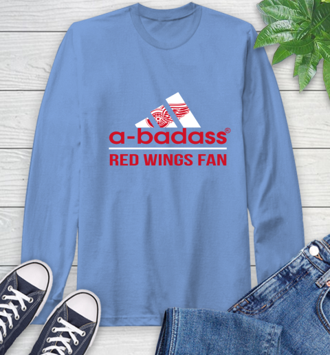NHL A Badass Detroit Red Wings Fan Adidas Hockey Sports Long Sleeve T-Shirt 12