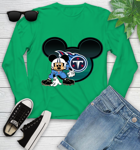 NFL Tennessee Titans Mickey Mouse Disney Football T Shirt Youth Long Sleeve 6