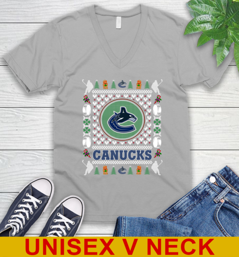 Vancouver Canucks Merry Christmas NHL Hockey Loyal Fan V-Neck T-Shirt 3
