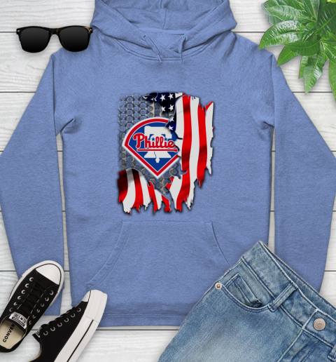 Philadelphia Phillies MLB Baseball American Flag Youth Hoodie 13