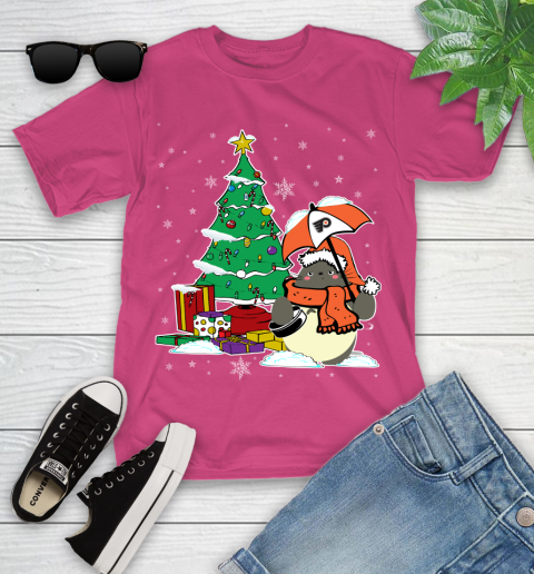 Philadelphia Flyers NHL Hockey Cute Tonari No Totoro Christmas Sports Youth T-Shirt 26