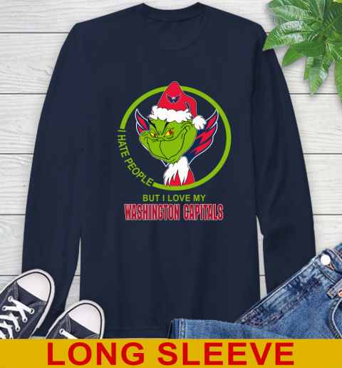 Washington Capitals NHL Christmas Grinch I Hate People But I Love My Favorite Hockey Team Long Sleeve T-Shirt 4