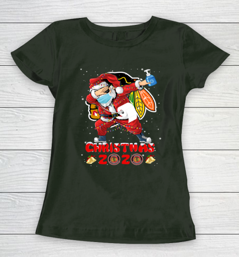 Chicago Blackhawks Funny Santa Claus Dabbing Christmas 2020 NHL Women's T-Shirt 4