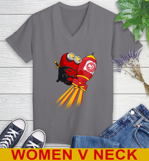 NBA Basketball Atlanta Hawks Deadpool Minion Marvel Shirt Women's V-Neck T-Shirt 11