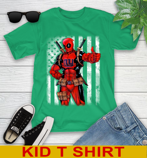 NFL Football New York Giants Deadpool American Flag Shirt Youth T-Shirt 7