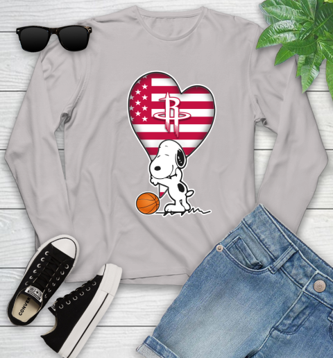 Houston Rockets NBA Basketball The Peanuts Movie Adorable Snoopy Youth Long Sleeve 12