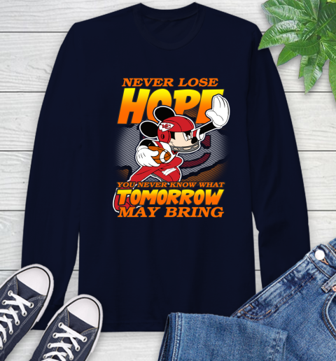 Kansas City Chiefs NFL Football Mickey Disney Never Lose Hope Long Sleeve T-Shirt 3