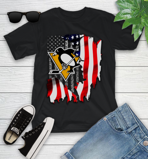 Pittsburgh Penguins NHL Hockey American Flag Youth T-Shirt