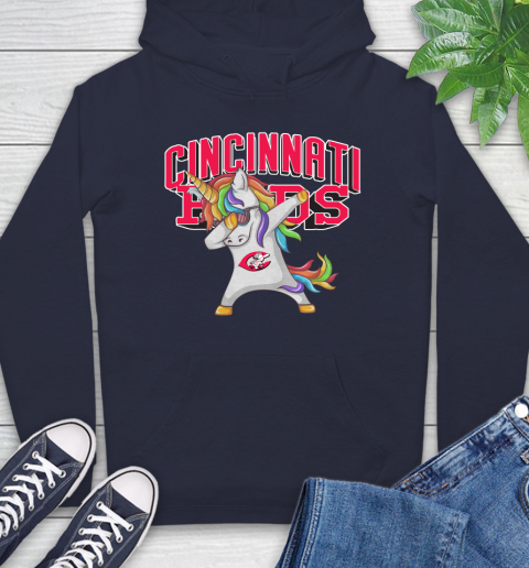 Cincinnati Reds MLB Baseball Funny Unicorn Dabbing Sports Hoodie 4
