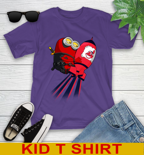 MLB Baseball Cleveland Indians Deadpool Minion Marvel Shirt Youth T-Shirt 3