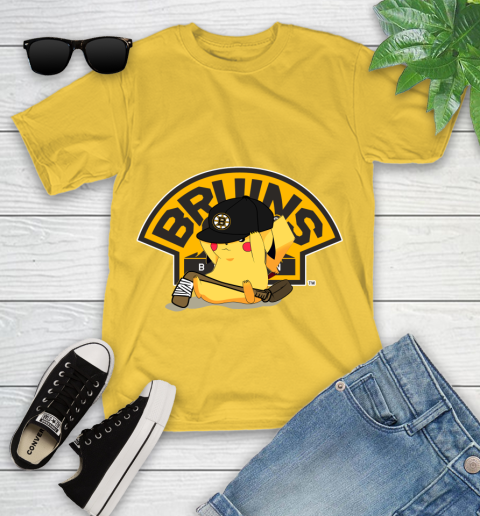 NHL Pikachu Hockey Sports Boston Bruins Youth T-Shirt 8