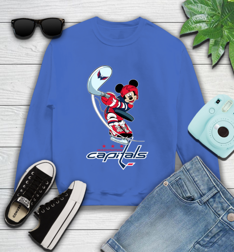 NHL Hockey Washington Capitals Cheerful Mickey Mouse Shirt Youth Sweatshirt 7