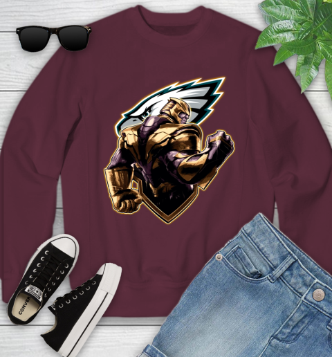 NFL Thanos Avengers Endgame Football Sports Philadelphia Eagles Youth Sweatshirt 5