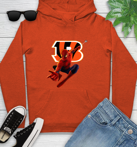 NFL Spider Man Avengers Endgame Football Cincinnati Bengals Youth Hoodie 5