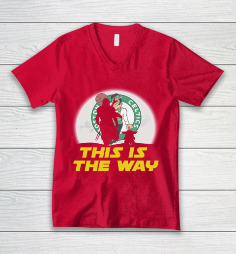 Boston Celtics NBA Basketball Star Wars Yoda And Mandalorian This Is The Way V-Neck T-Shirt 6