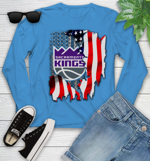 Sacramento Kings NBA Basketball American Flag Youth Long Sleeve 8