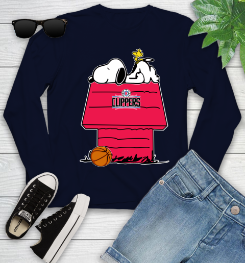 LA Clippers NBA Basketball Snoopy Woodstock The Peanuts Movie Youth Long Sleeve 3