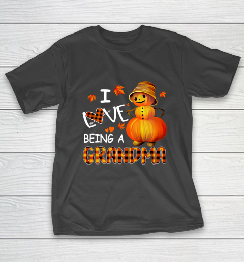 I Love Being A Grandma Pumpkin Snowman Halloween Christmas T-Shirt