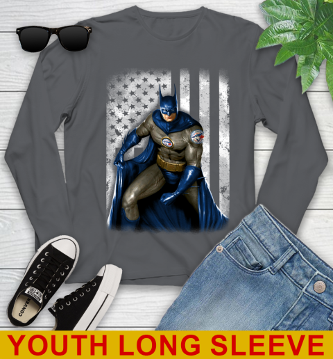 Toronto Blue Jays MLB Baseball Batman DC American Flag Shirt Youth Long Sleeve 9