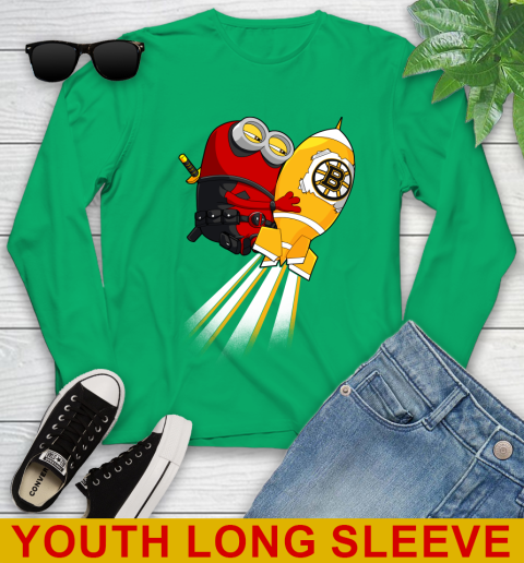 NHL Hockey Boston Bruins Deadpool Minion Marvel Shirt Youth Long Sleeve 7