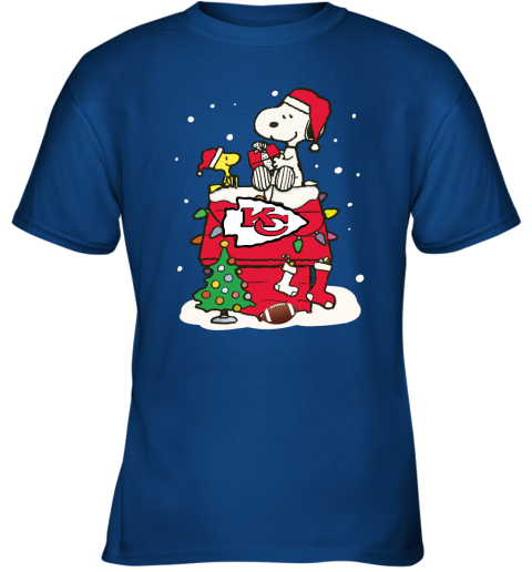 Youth Kansas City Chiefs Shirt 3D Adorable Snoopy Christmas Chiefs