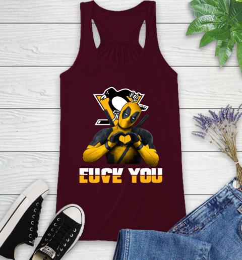 NHL Pittsburgh Penguins Deadpool Love You Fuck You Hockey Sports Racerback Tank 2