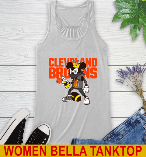 Cleveland Browns NFL Football Mickey Peace Sign Sports Racerback Tank