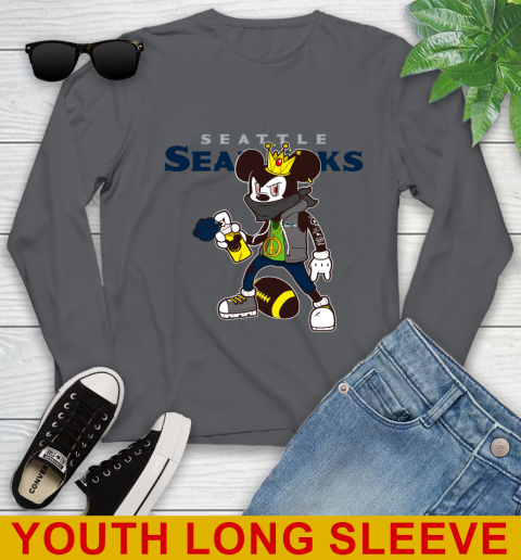 Seattle Seahawks NFL Football Mickey Peace Sign Sports Youth Long Sleeve 9