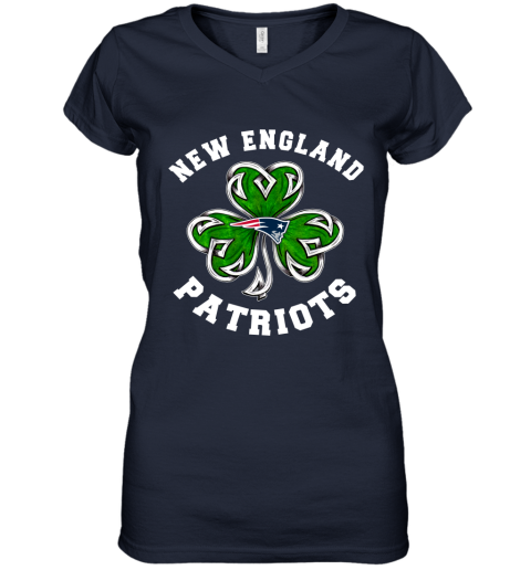 NFL New England Patriots Three Leaf Clover St Patrick's Day Football Sports 8FXOtsCJB8y women v neck t shirt 39 95 151514 front navy