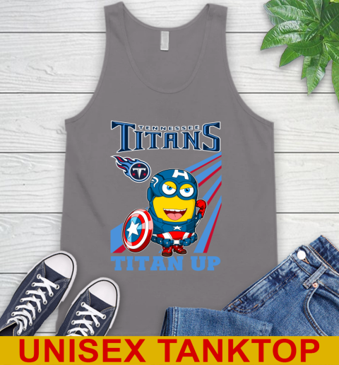 NFL Football Tennessee Titans Captain America Marvel Avengers Minion Titan Up Shirt Tank Top 6