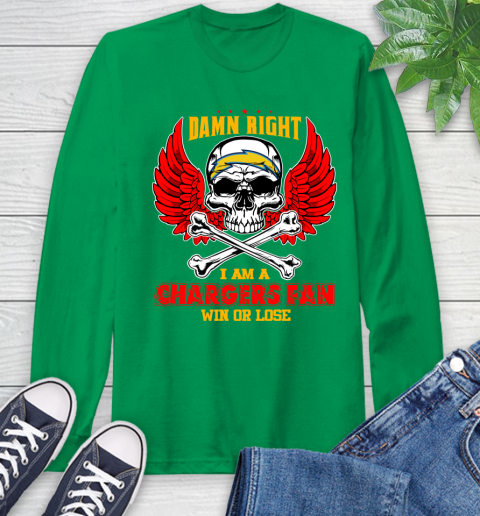 NFL Damn Right I Am A Los Angeles Chargers Win Or Lose Skull Football Sports Long Sleeve T-Shirt 8