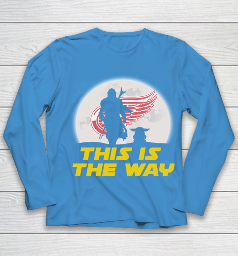 Detroit Red Wings NHL Ice Hockey Star Wars Yoda And Mandalorian This Is The Way Youth Long Sleeve 5