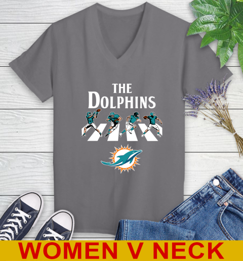 NFL Football Miami Dolphins The Beatles Rock Band Shirt Women's V-Neck T-Shirt 11