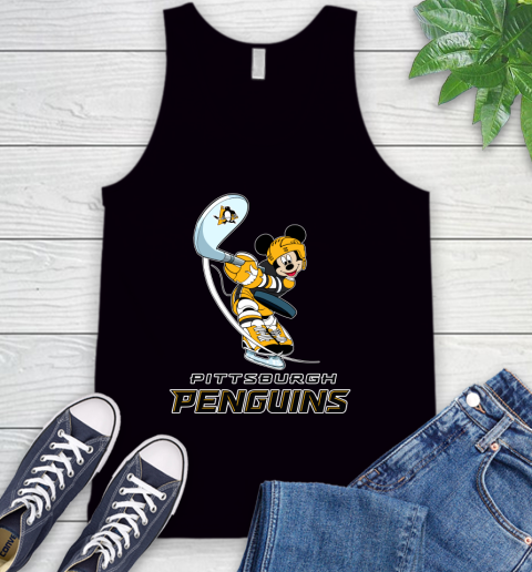 NHL Hockey Pittsburgh Penguins Cheerful Mickey Mouse Shirt Tank Top
