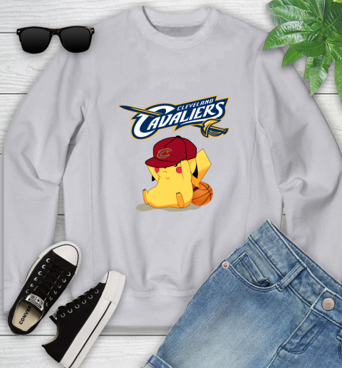 NBA Pikachu Basketball Sports Cleveland Cavaliers Youth Sweatshirt 4