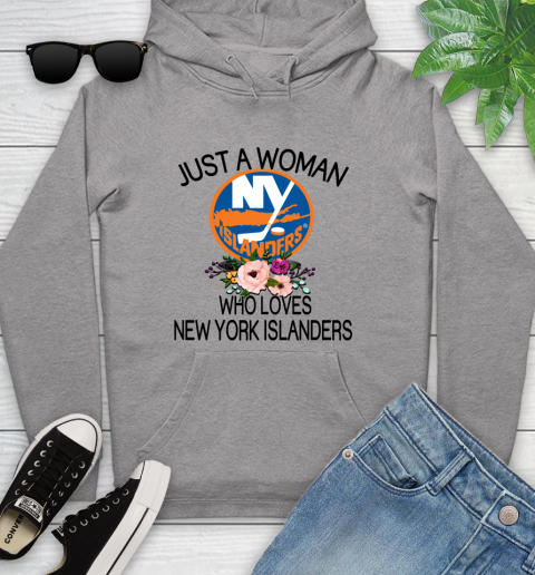 NHL Just A Woman Who Loves New York Islanders Hockey Sports Youth Hoodie 4