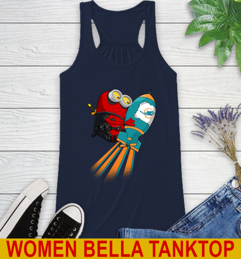 NFL Football Miami Dolphins Deadpool Minion Marvel Shirt Racerback Tank 9