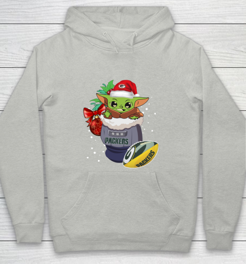 Green Bay Packers Christmas Baby Yoda Star Wars Funny Happy NFL Youth Hoodie 2