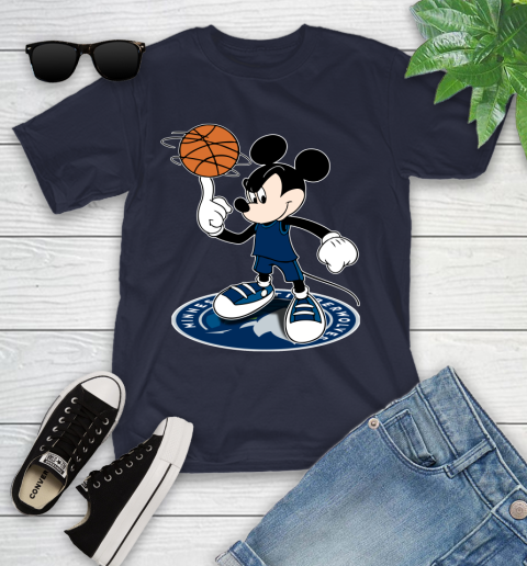 NBA Basketball Minnesota Timberwolves Cheerful Mickey Disney Shirt Youth T-Shirt 3