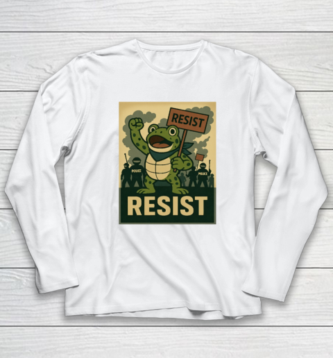 Resist Portland Frog Stand With Frog Digital Protest Shirt Long Sleeve T-Shirt