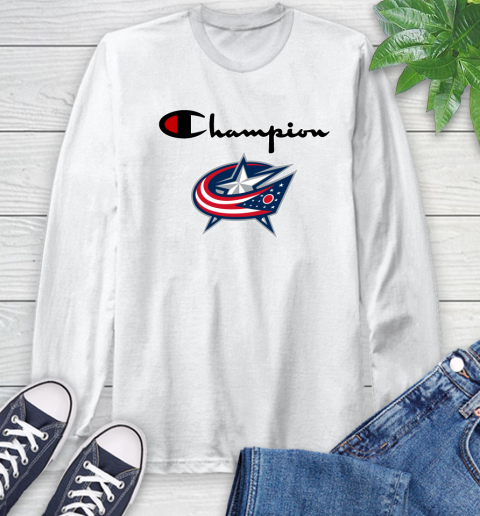 NHL Hockey Columbus Blue Jackets Champion Shirt Long Sleeve T-Shirt
