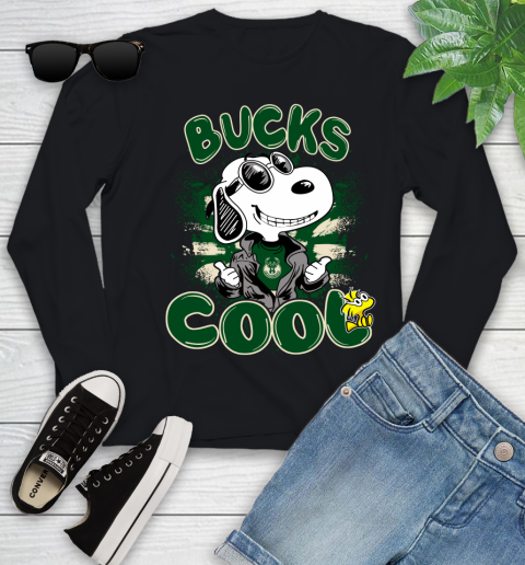 NBA Basketball Milwaukee Bucks Cool Snoopy Shirt Youth Long Sleeve