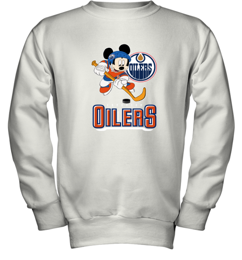 NHL Hockey Mickey Mouse Team Edmonton Oilers Youth Sweatshirt