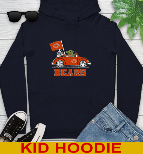 NFL Football Chicago Bears Darth Vader Baby Yoda Driving Star Wars Shirt Youth Hoodie 4