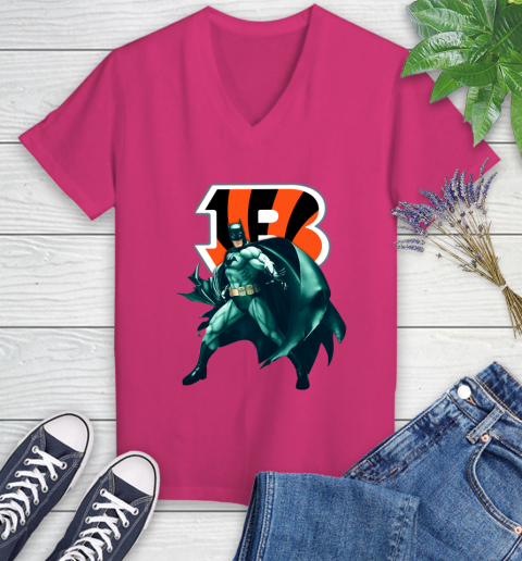 NFL Batman Football Sports Cincinnati Bengals Women's V-Neck T-Shirt 9
