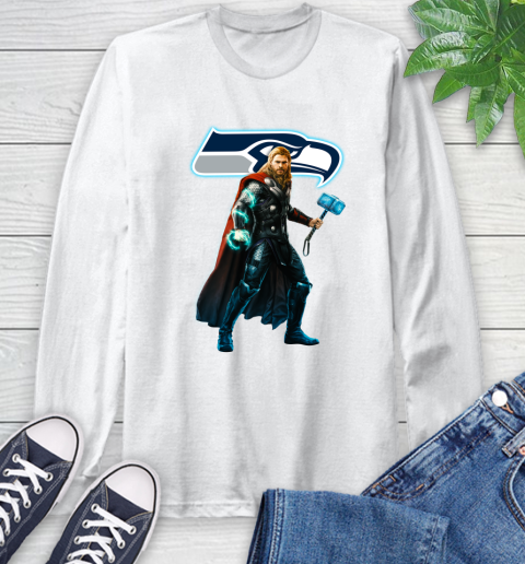 NFL Thor Avengers Endgame Football Seattle Seahawks Long Sleeve T-Shirt