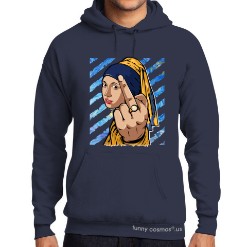 Girl with a Pearl Earring Middle Finger Funny T Shirt To Matching White Yellow Blue Shirts Jördan 2 Funny T Shirts