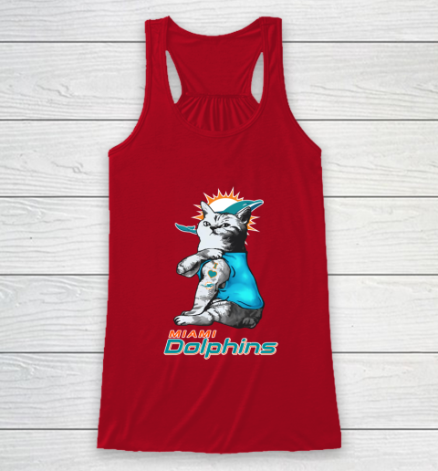 NFL Football My Cat Loves Miami Dolphins Racerback Tank 4