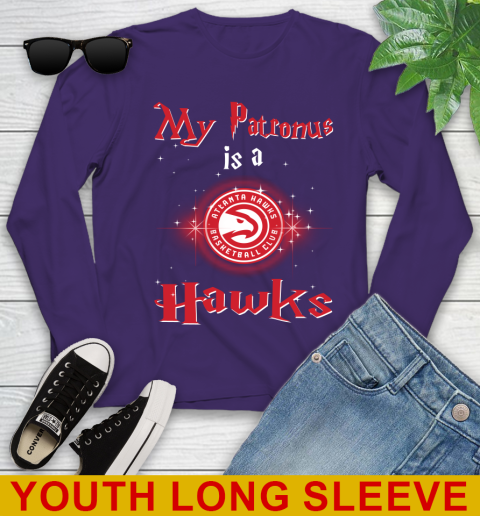 NBA Basketball Harry Potter My Patronus Is A Atlanta Hawks Youth Long Sleeve 4